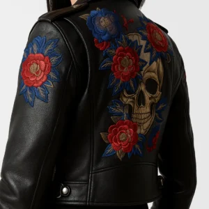 Floral Skull Leather Jacket