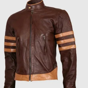 X Men Logan Wolverine Biker Jacket In Brown