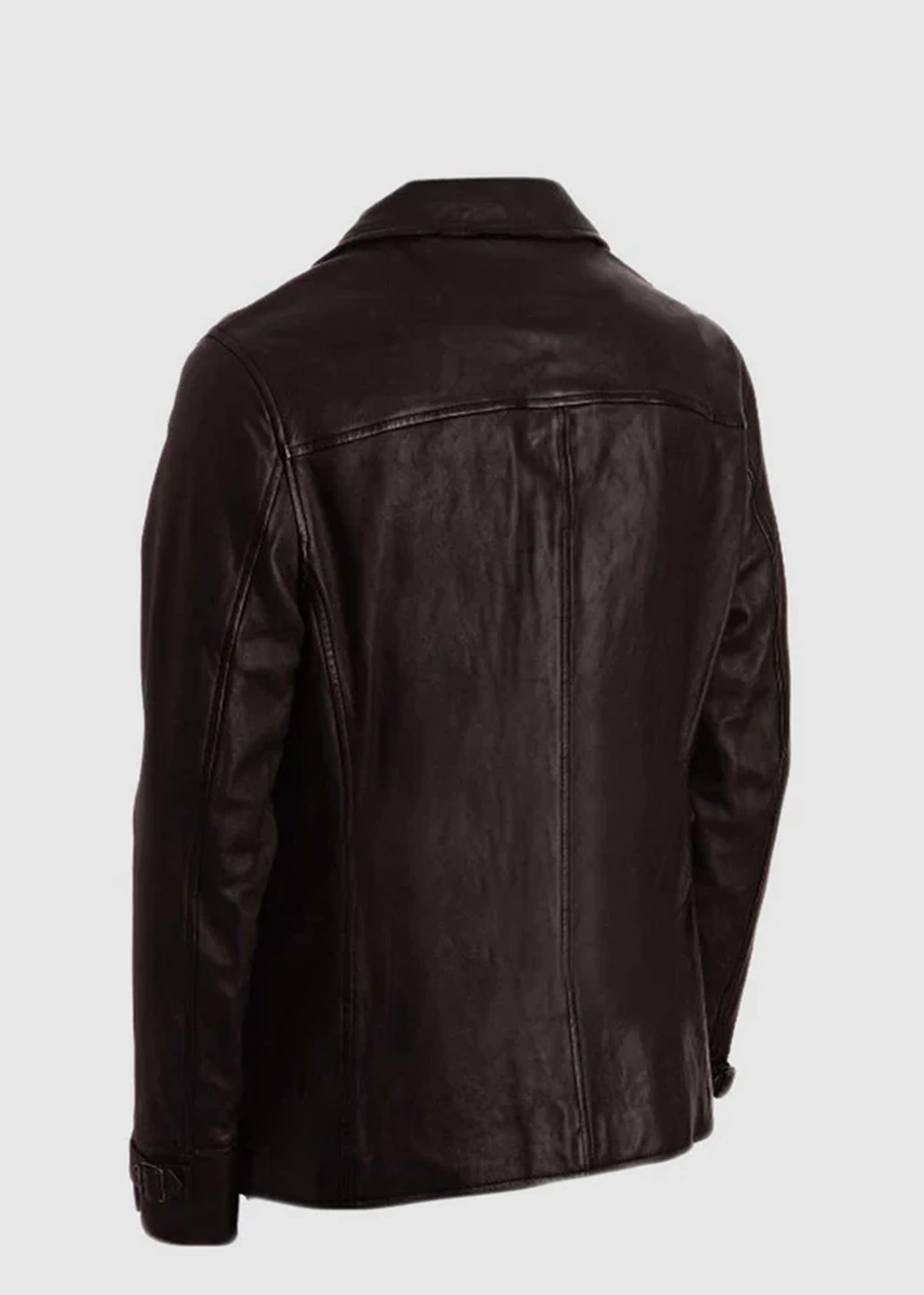 Dark Brown Leather Coat For Men - Image 2