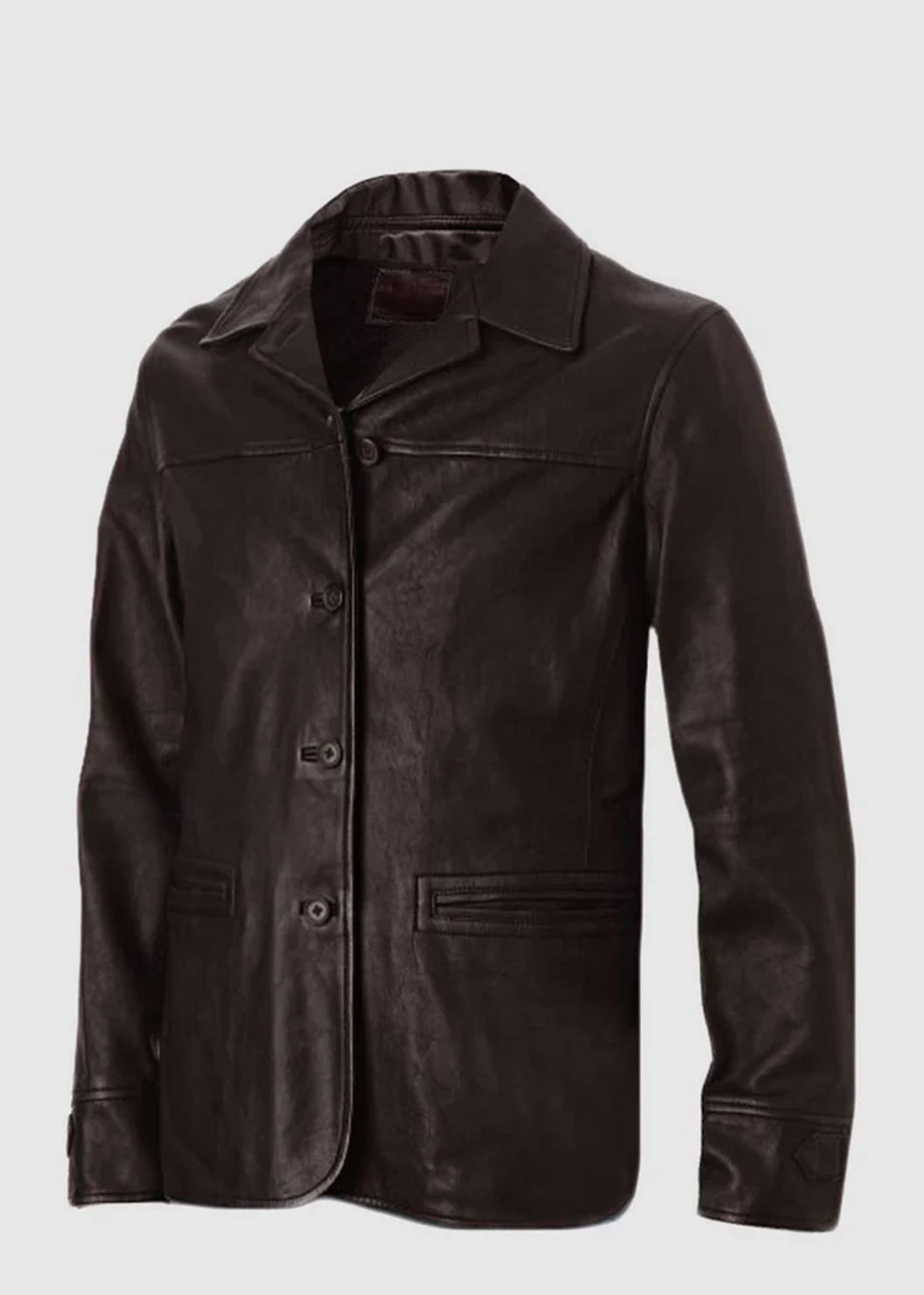 Dark Brown Leather Coat For Men