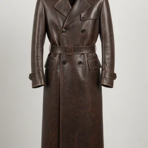 Dark Brown Vintage Leather Trench