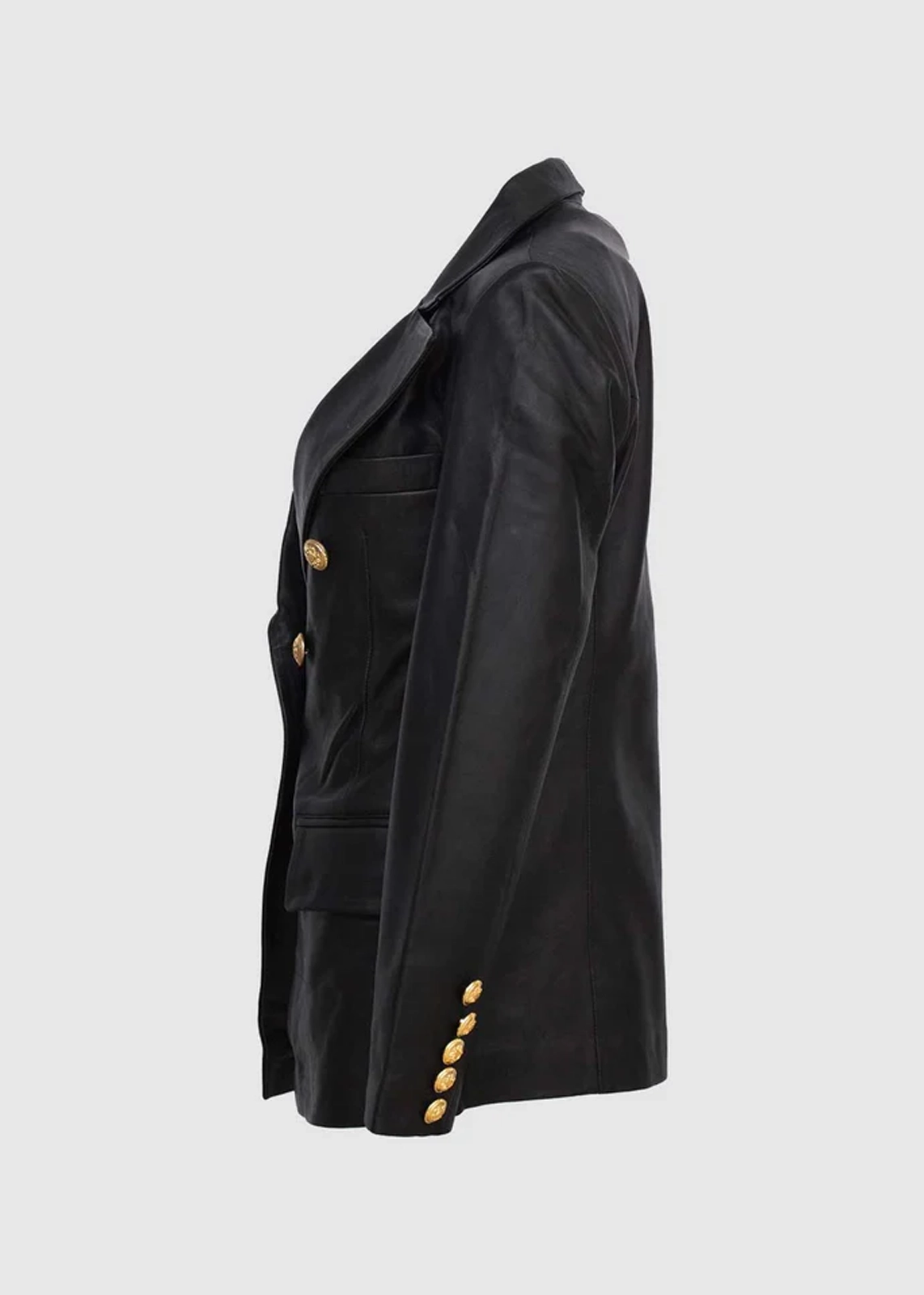 Kim Kardashian Inspired Black Leather Coat - Image 5