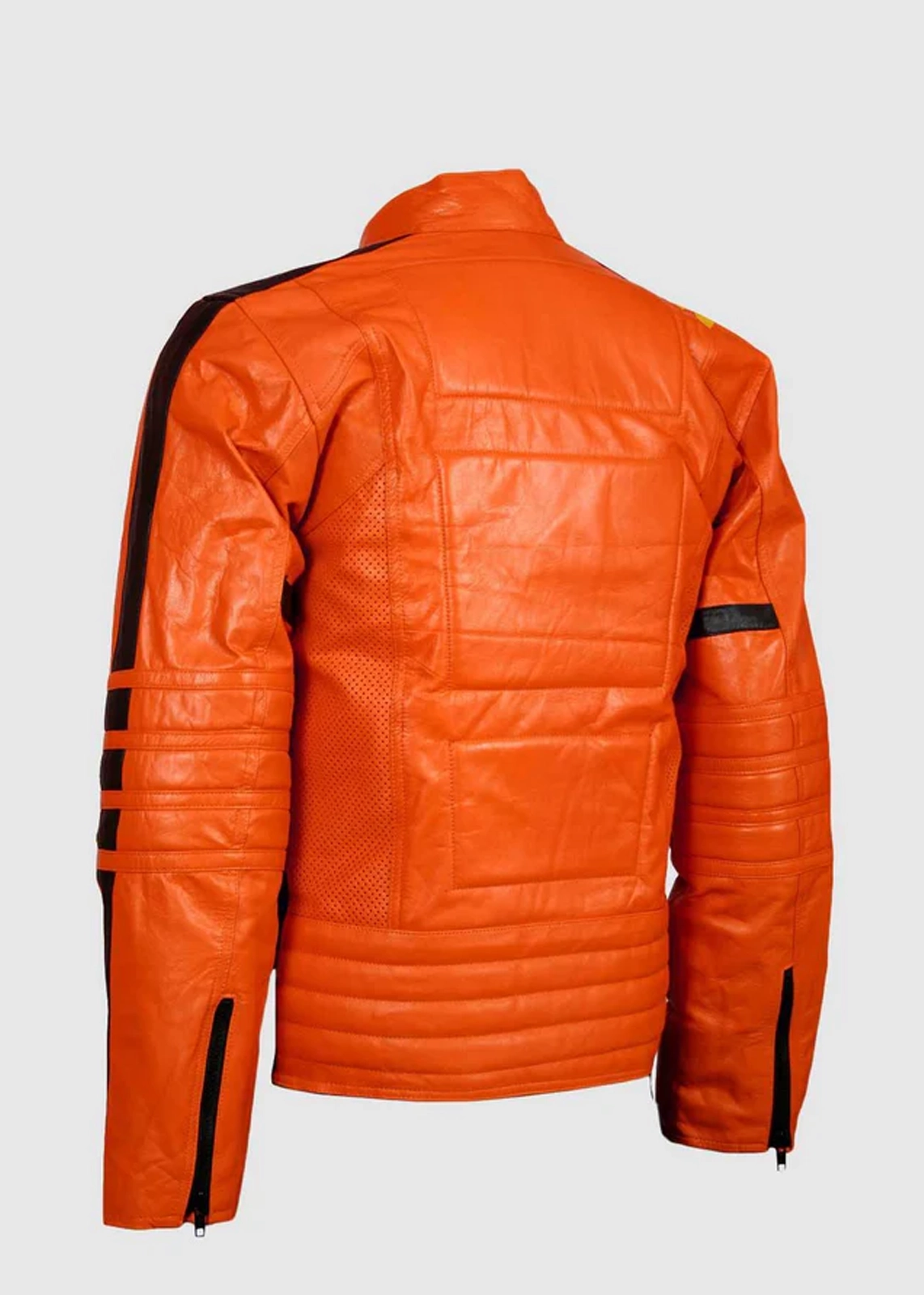 Men’s Orange Leather Motorcycle Jacket