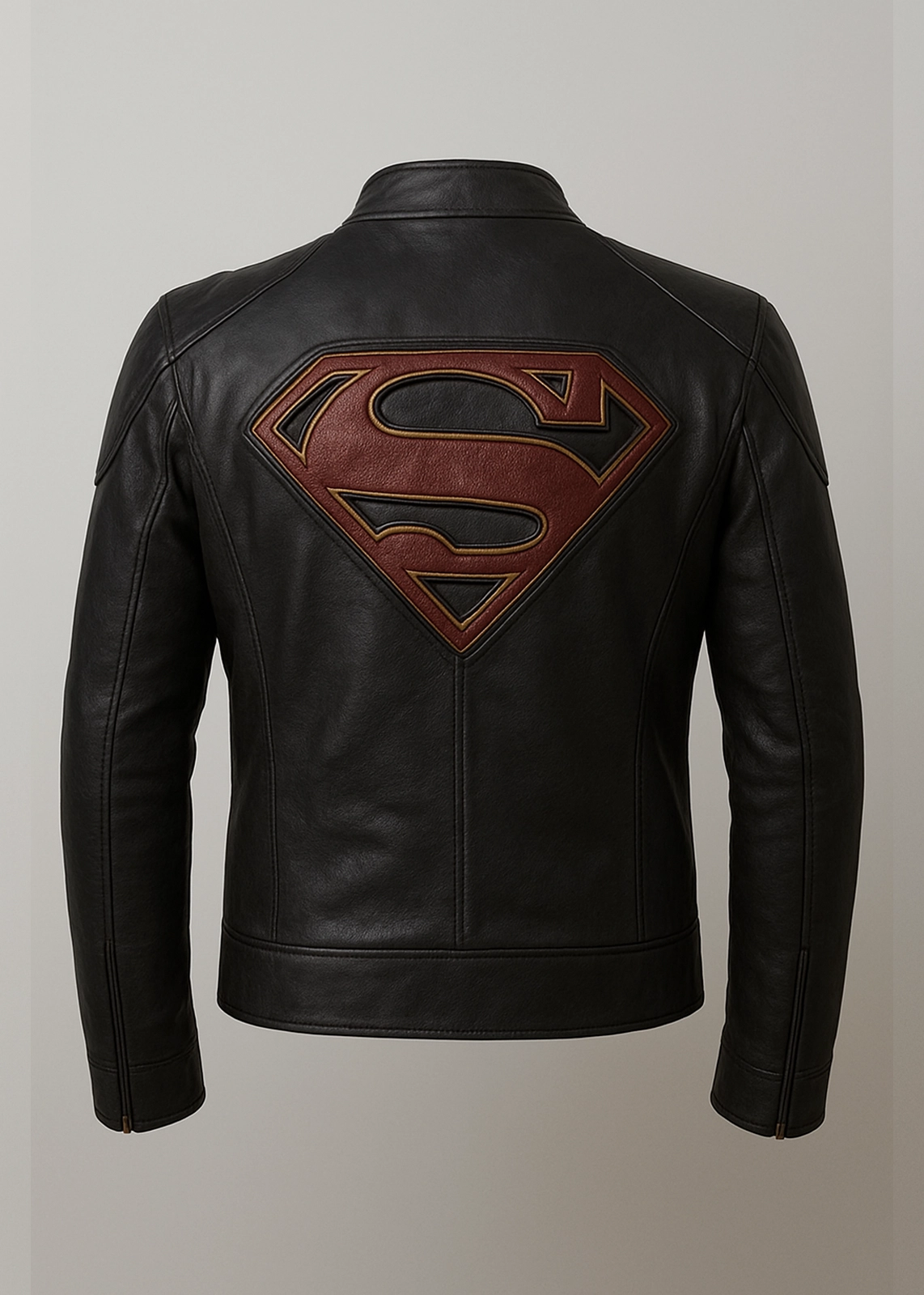 Superman “S” Emblemed Black Leather Jacket - Image 3