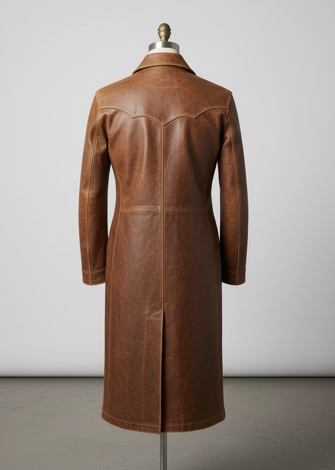 Tan Western Rider Leather Coat - Image 3