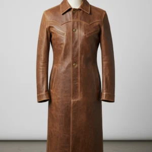 Tan Western Rider Leather Coat