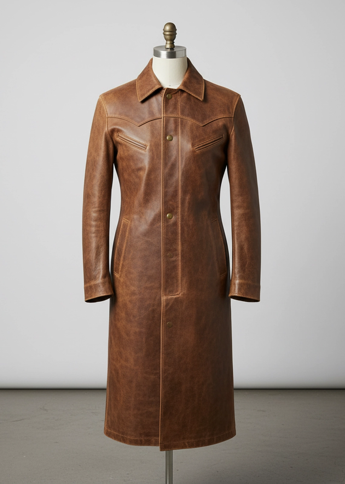 Tan Western Rider Leather Coat
