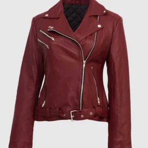 Maroon Leather Jacket For Women