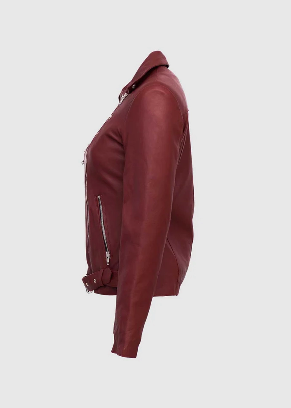 Maroon Leather Jacket For Women - Image 5