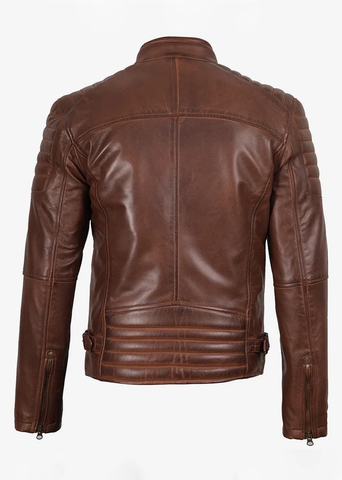Cognac Brown Café Racer Biker Jacket - Image 3