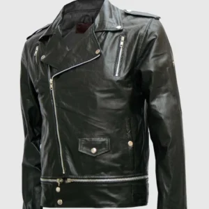 Men's Black Leather Zipper Jacket
