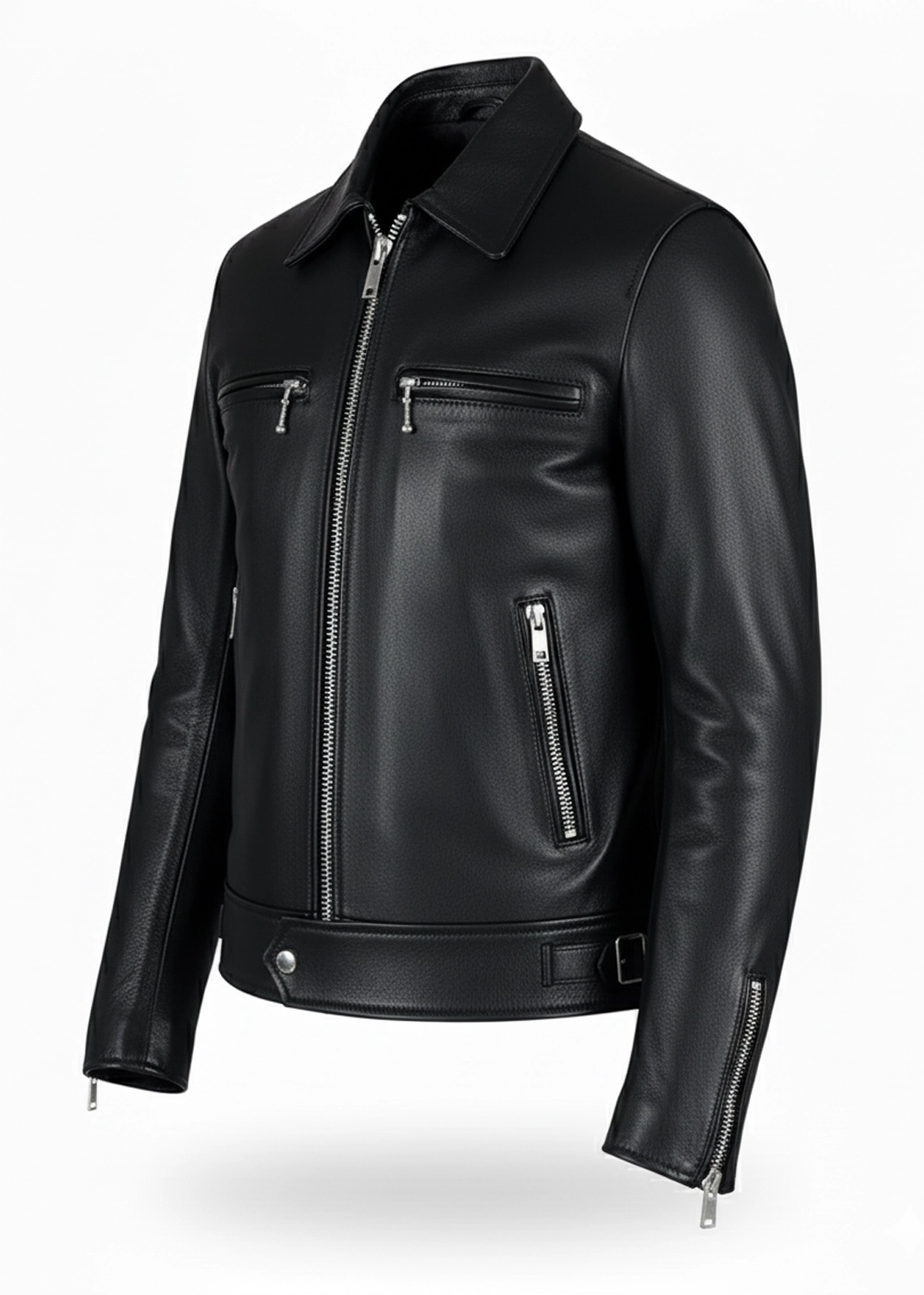 Black Rivet Leather Biker Jacket - Image 3