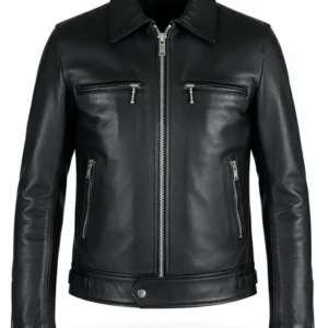 Black Rivet Leather Biker Jacket