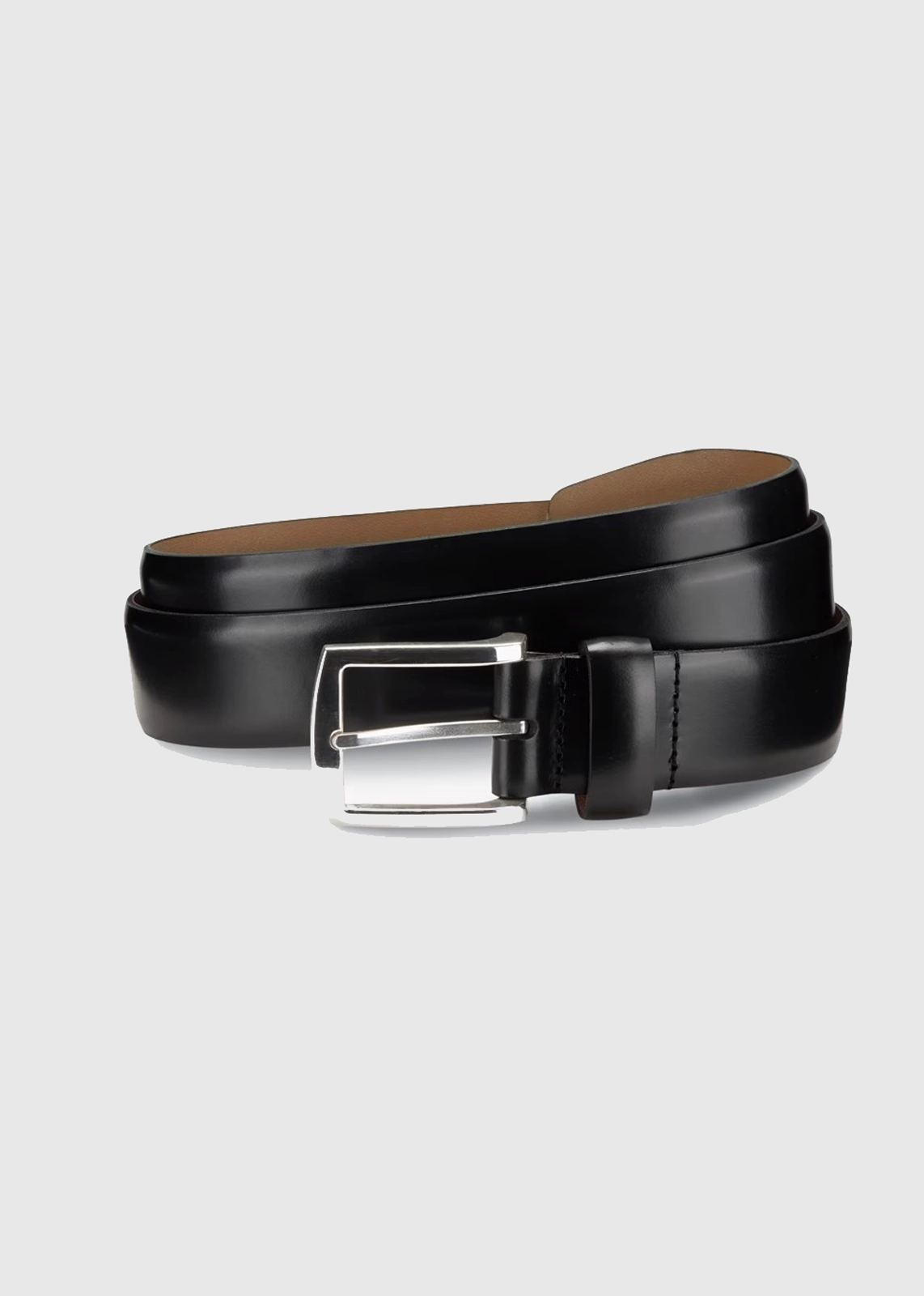 Glossy Plain Leather Belt with Metal Buckle - Image 6