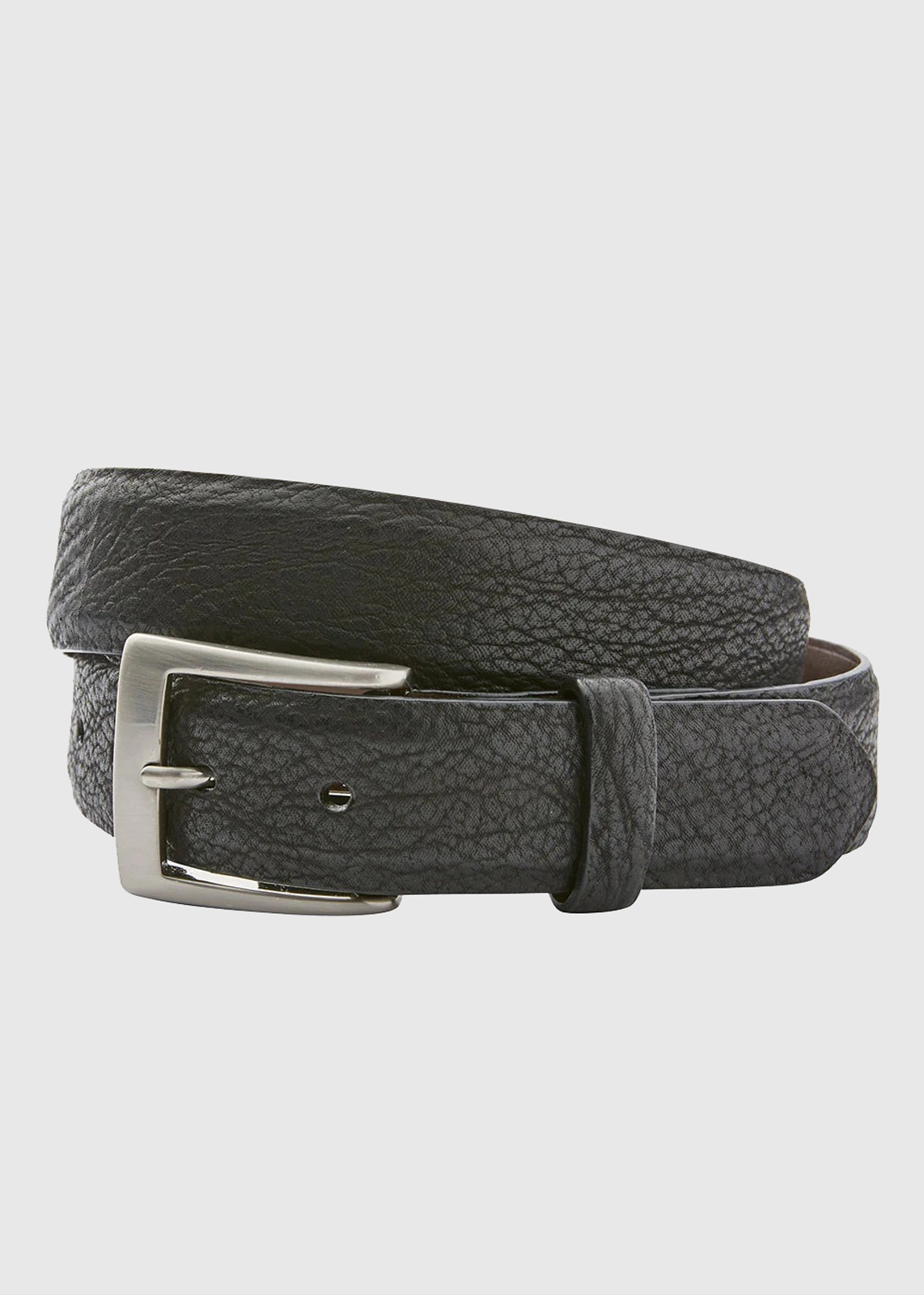 Textured Full-Grain Leather Belt with Metal Buckle