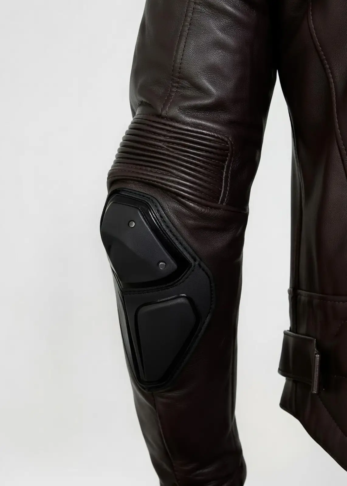 Mens Brown Leather Motorcycle Jacket With Armor - Image 5