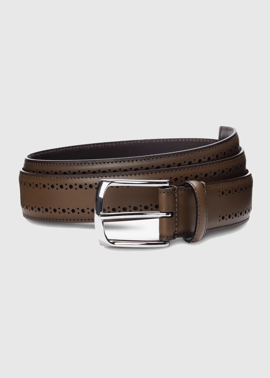 Perforated Leather Belt with Repeating Hole Pattern