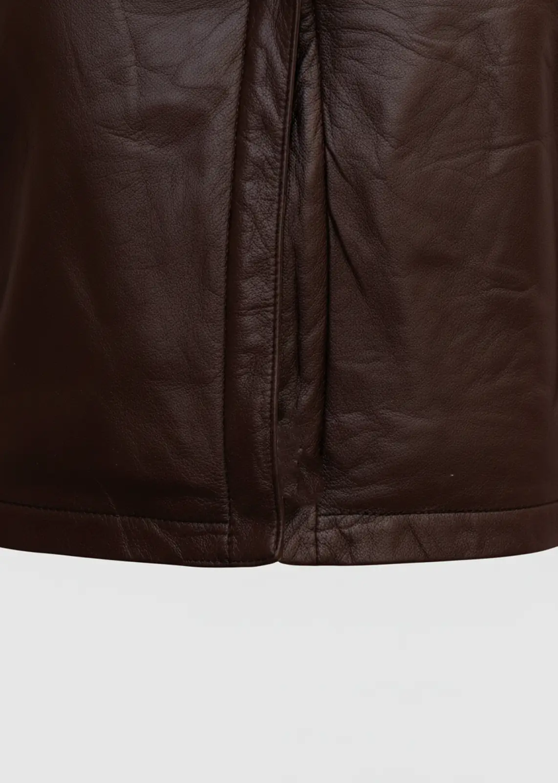 Women's Shearling Fur Collar Brown Leather Jacket - Image 3