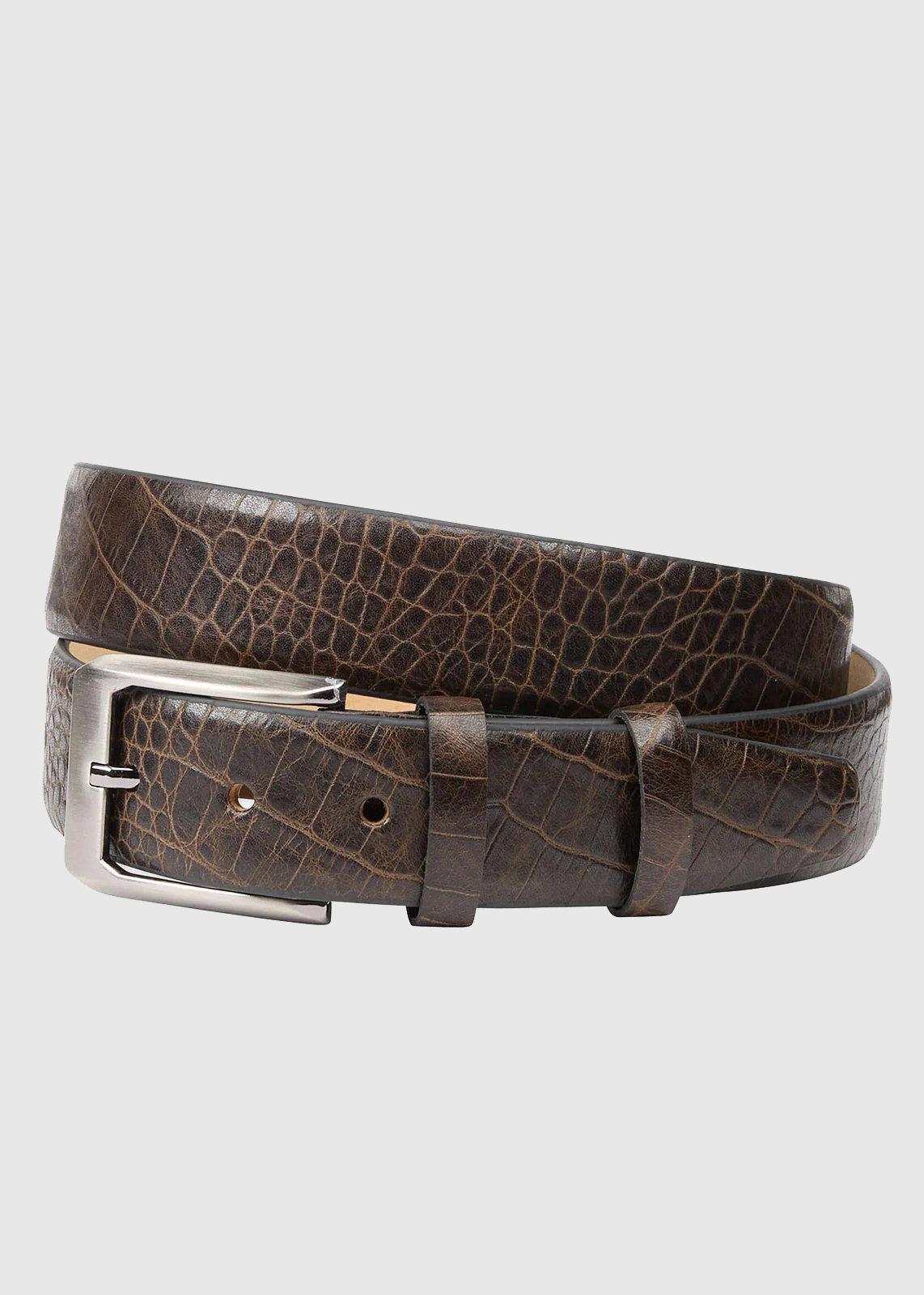 Glossy Python Pattern Leather Belt with Metal Buckle - Image 3