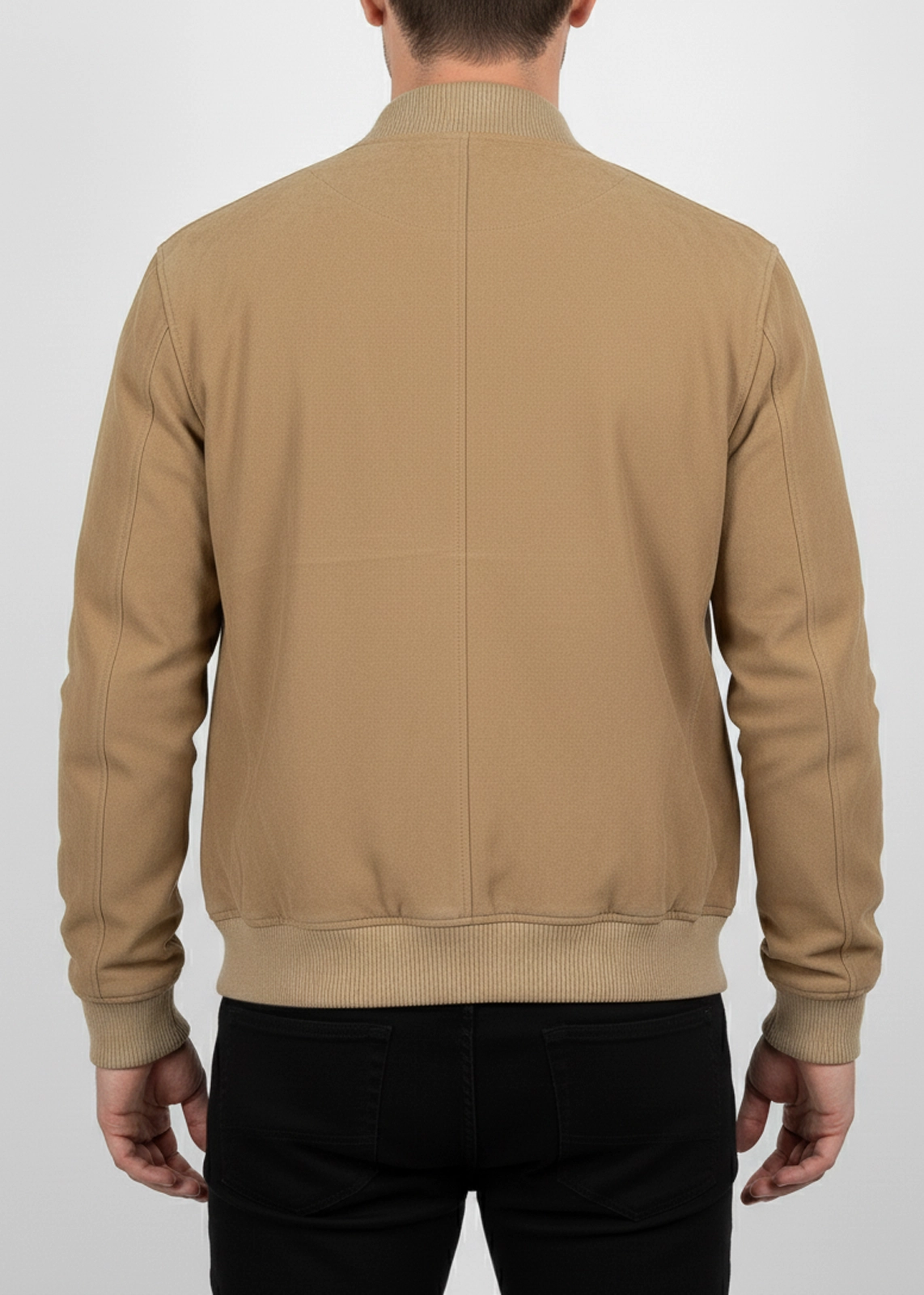 Men's Camel Brown Real Suede Bomber Jacket - Image 7