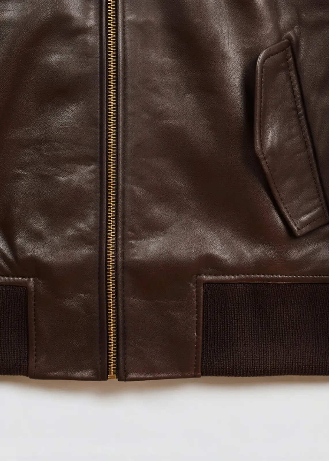 Men’s Classic Brown Leather Bomber Jacket - Image 4