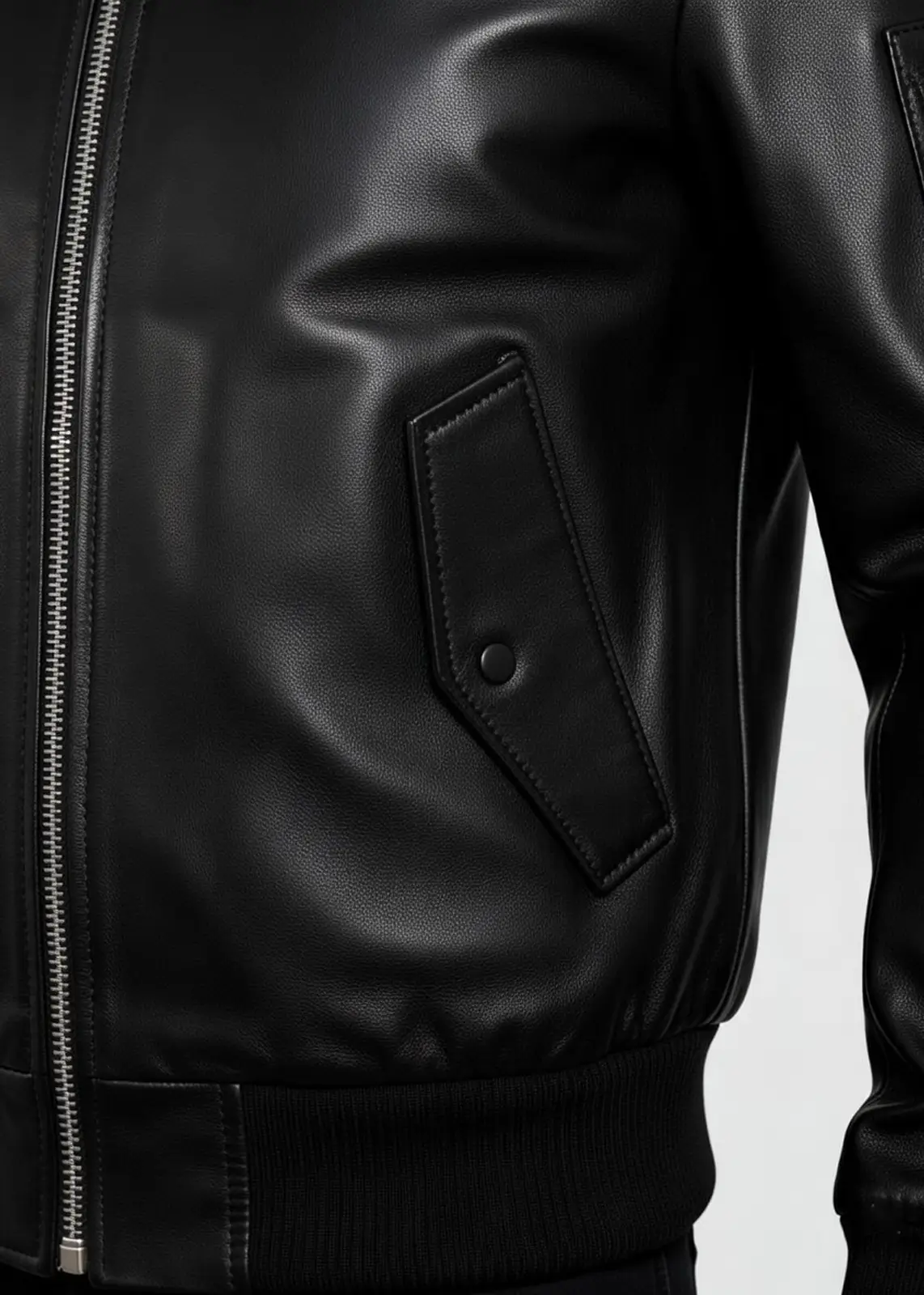 Men’s Aviator Flight Black Leather Jacket - Image 7