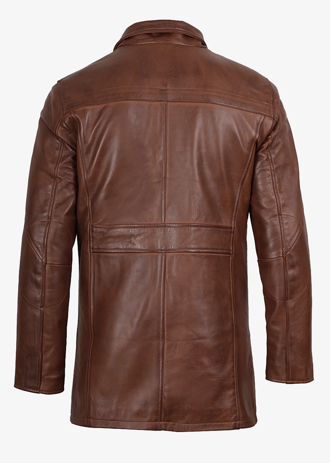 Men’s Brown Leather Cognac Coat - Image 4