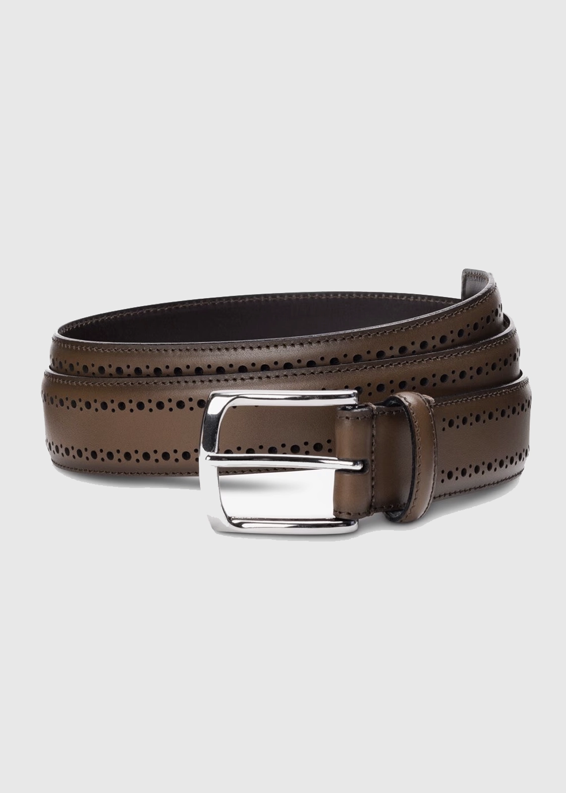 Perforated Leather Belt with Repeating Hole Pattern - Image 3