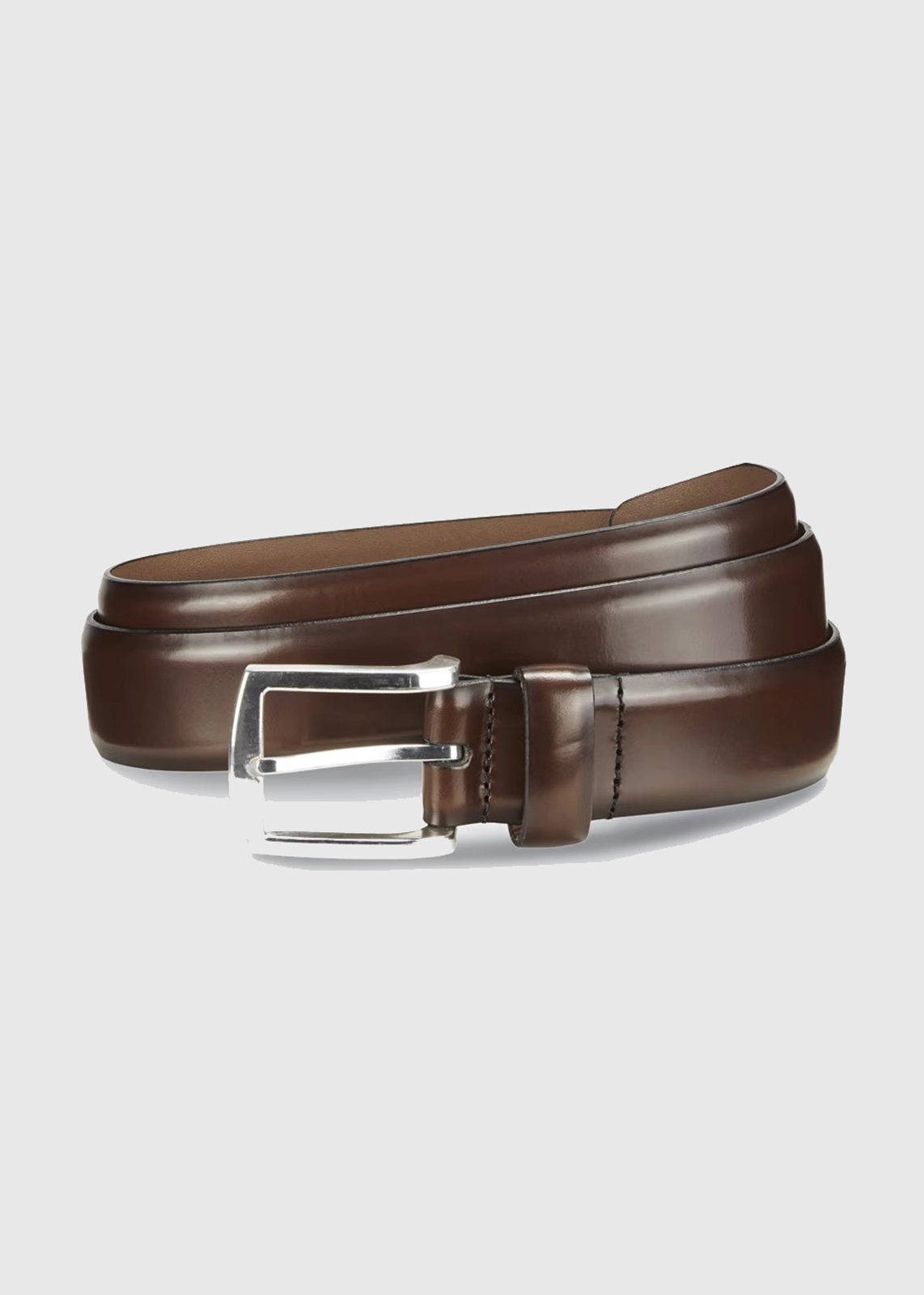Glossy Plain Leather Belt with Metal Buckle - Image 4