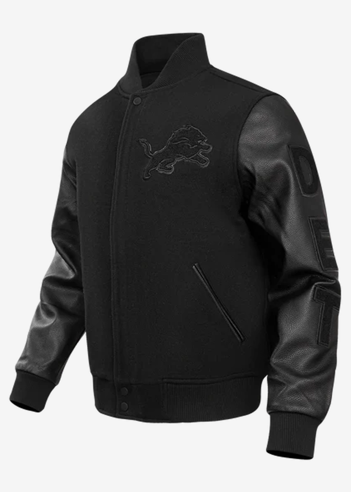 NFL Detroit Lions Triple Black Wool Varsity Jacket