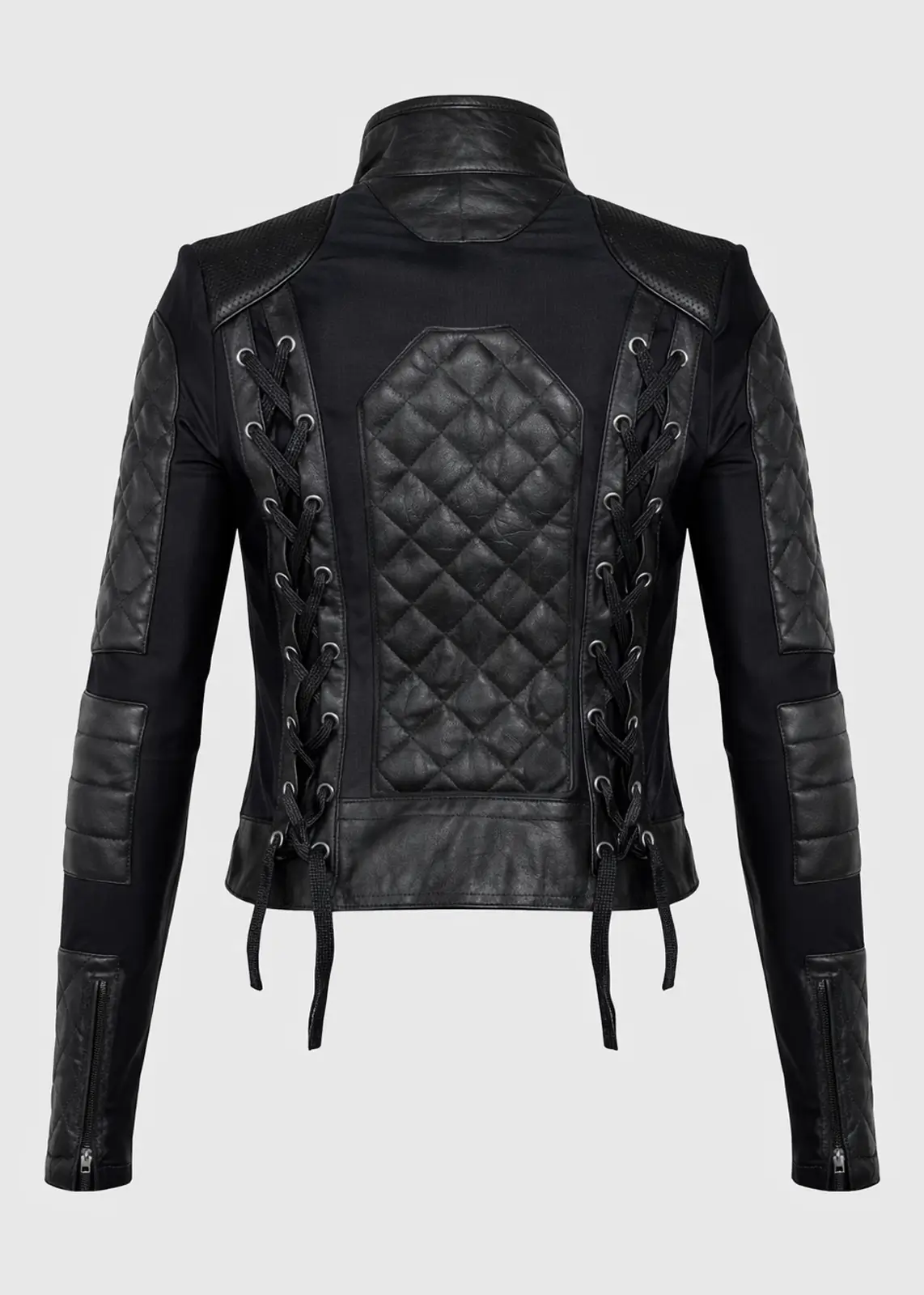 Black Corset Leather Jacket Worn By Evan Rachel - Image 4
