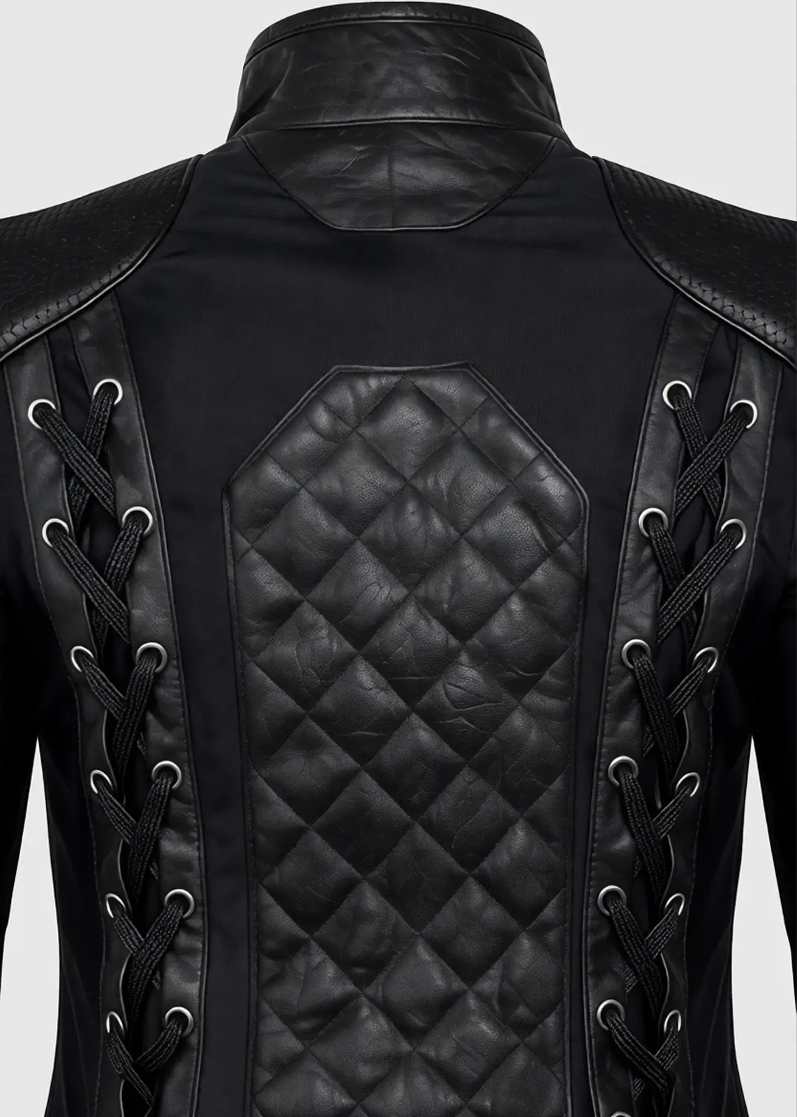 Black Corset Leather Jacket Worn By Evan Rachel - Image 3