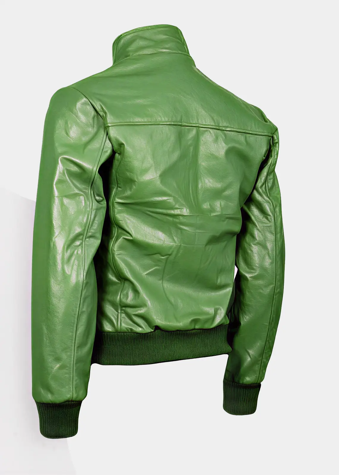Men’s Green Leather Bomber Jacket | Zed Leather Jackets - Image 3