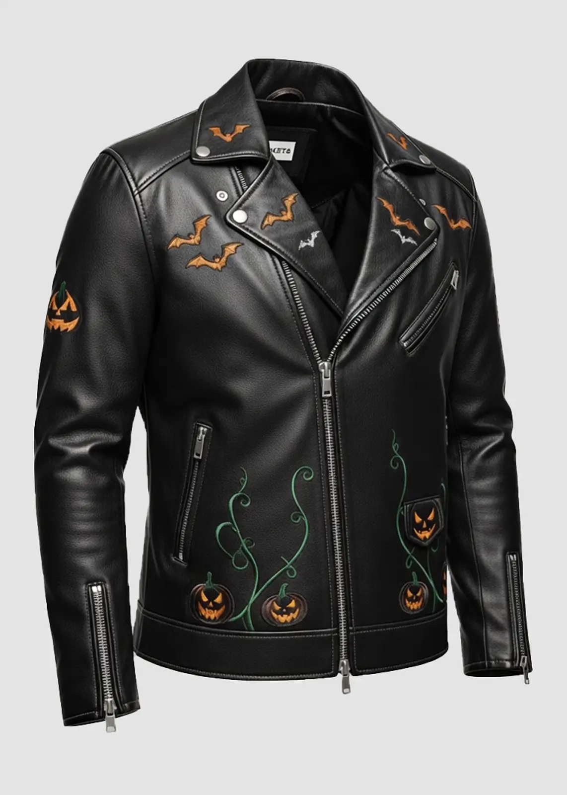 Haunted Forest Black Leather Jacket - Image 4