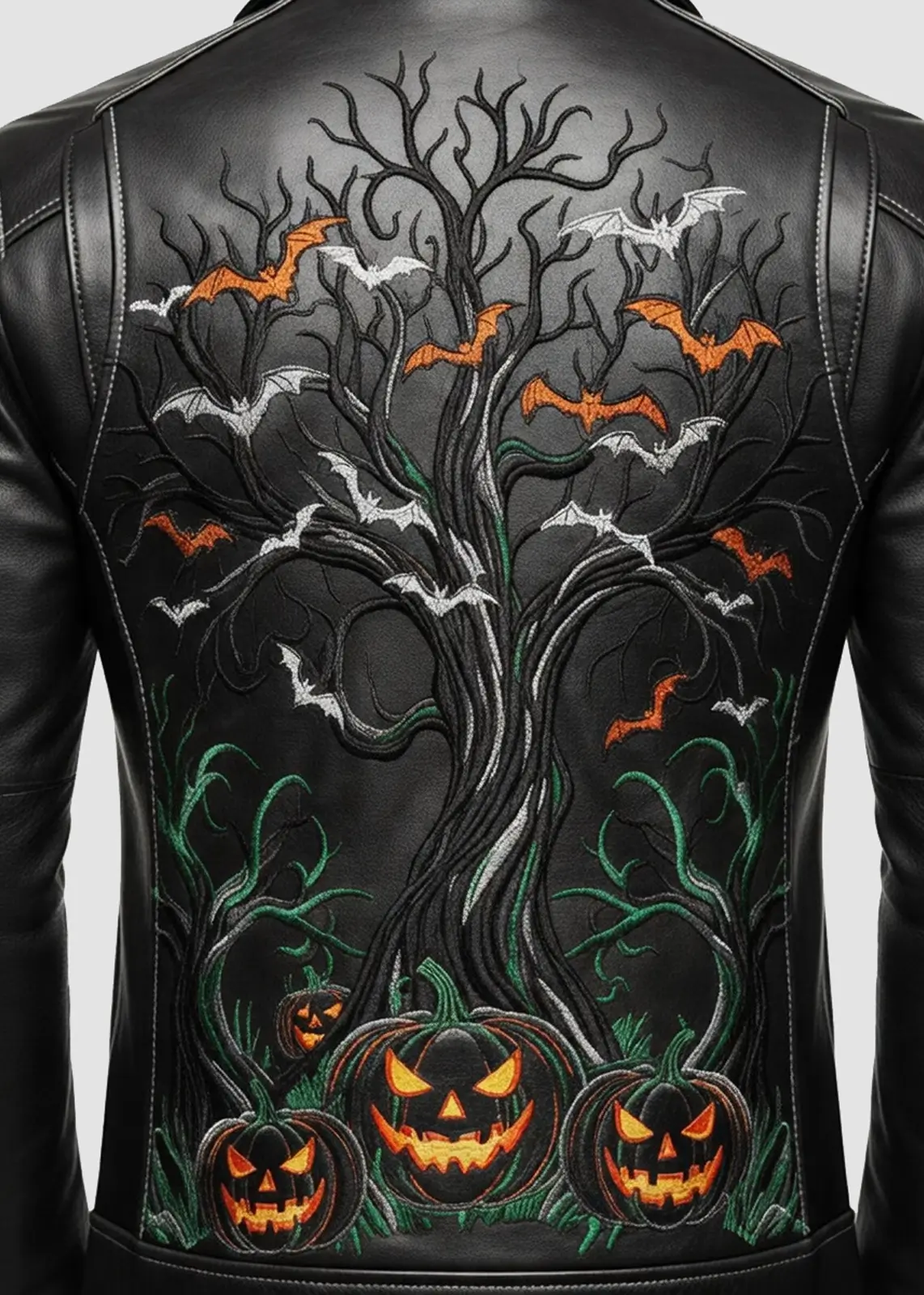 Haunted Forest Black Leather Jacket - Image 5