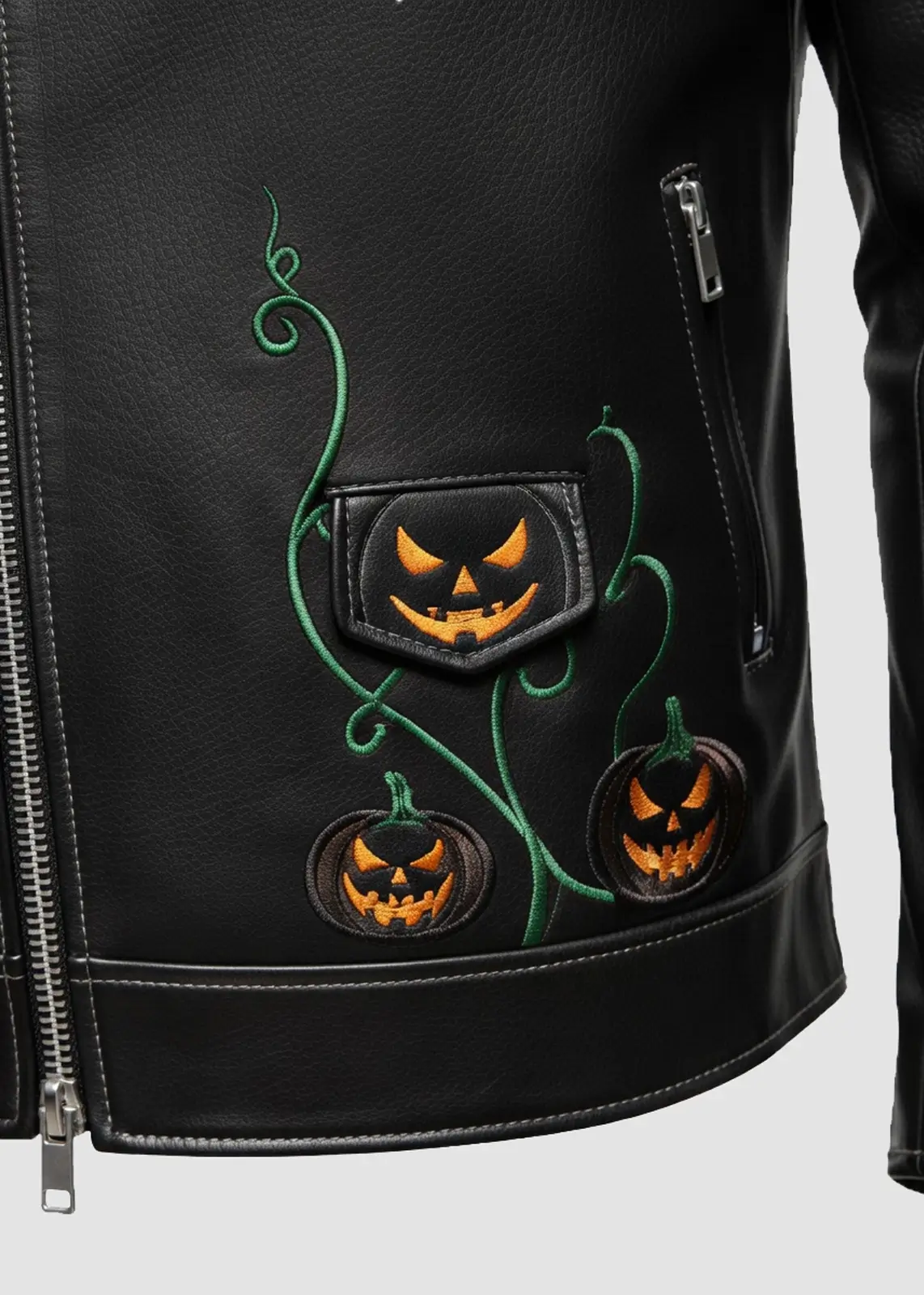 Haunted Forest Black Leather Jacket - Image 6