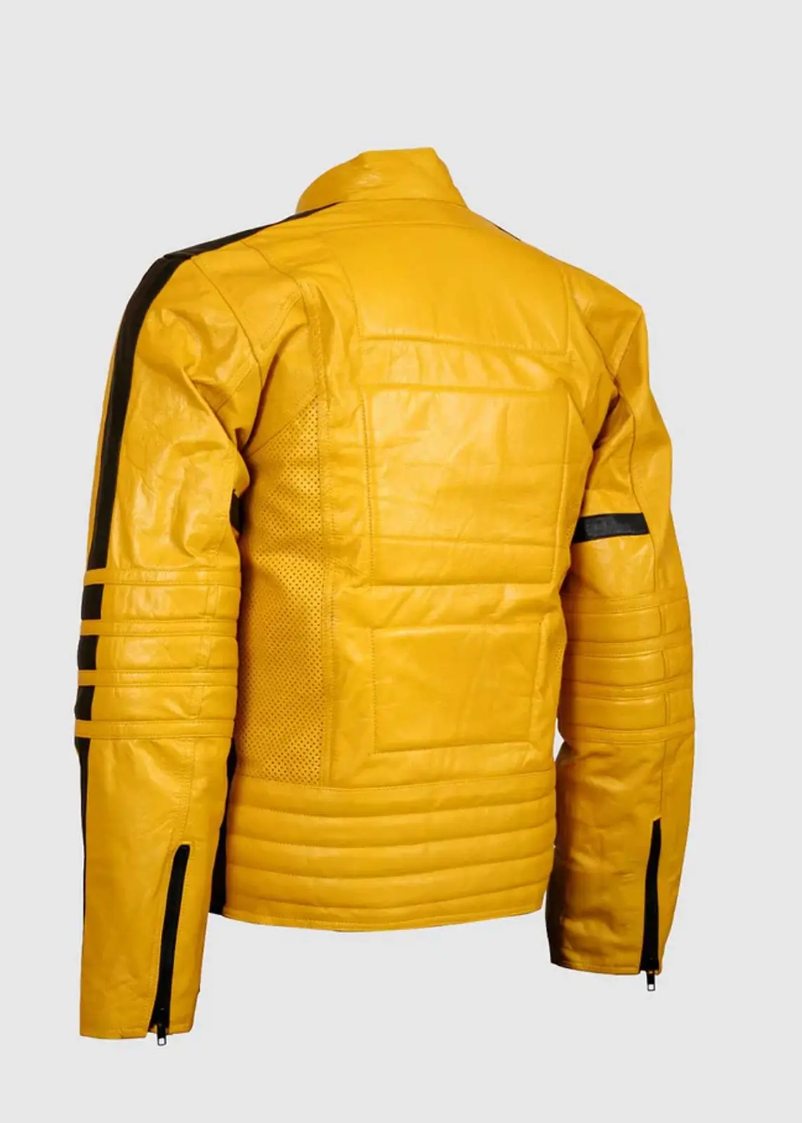 Kill Bill Black and Yellow Leather Motorcycle Jacket - Image 3
