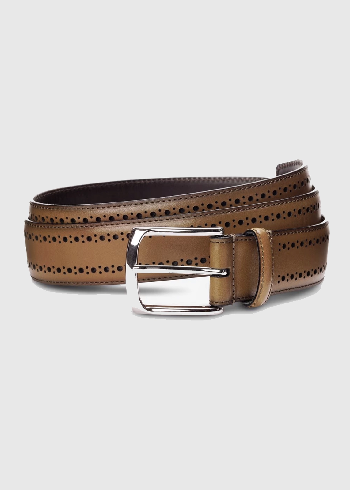 Perforated Leather Belt with Repeating Hole Pattern - Image 4