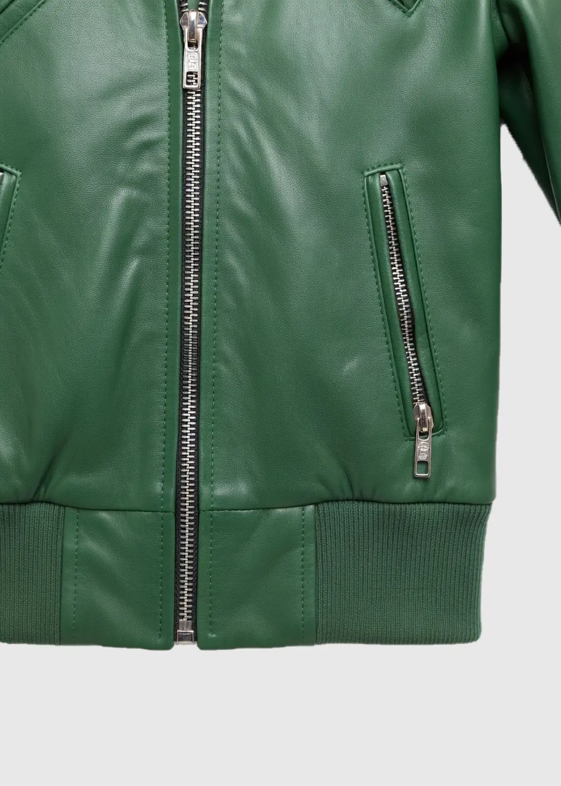 Light Green Leather Jacket For Men - Image 4