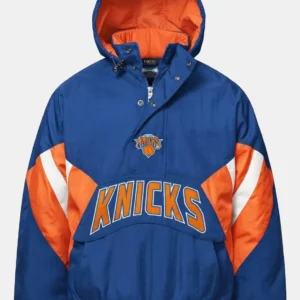 New York Knicks Blue Half-Zip Hooded Jacket