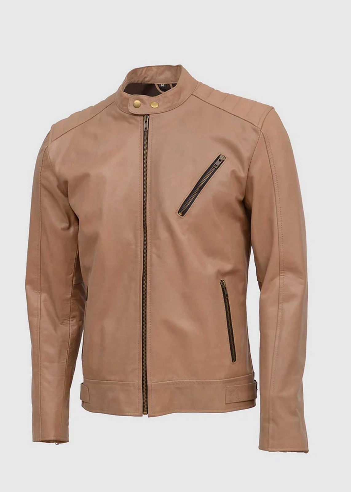 Men’s Durable Beige Leather Jacket