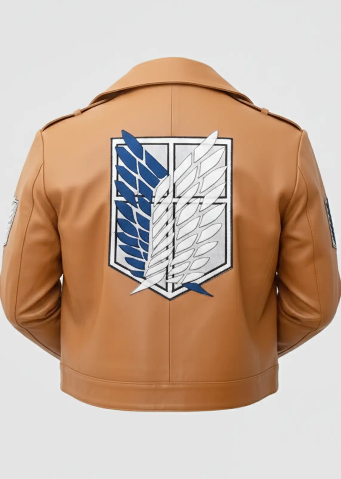 Men Brown Attack on Titan Leather Jacket - Image 4