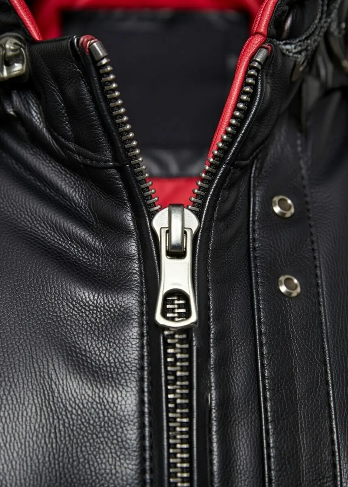 Batman Red Hooded Black Leather Jacket - Image 4