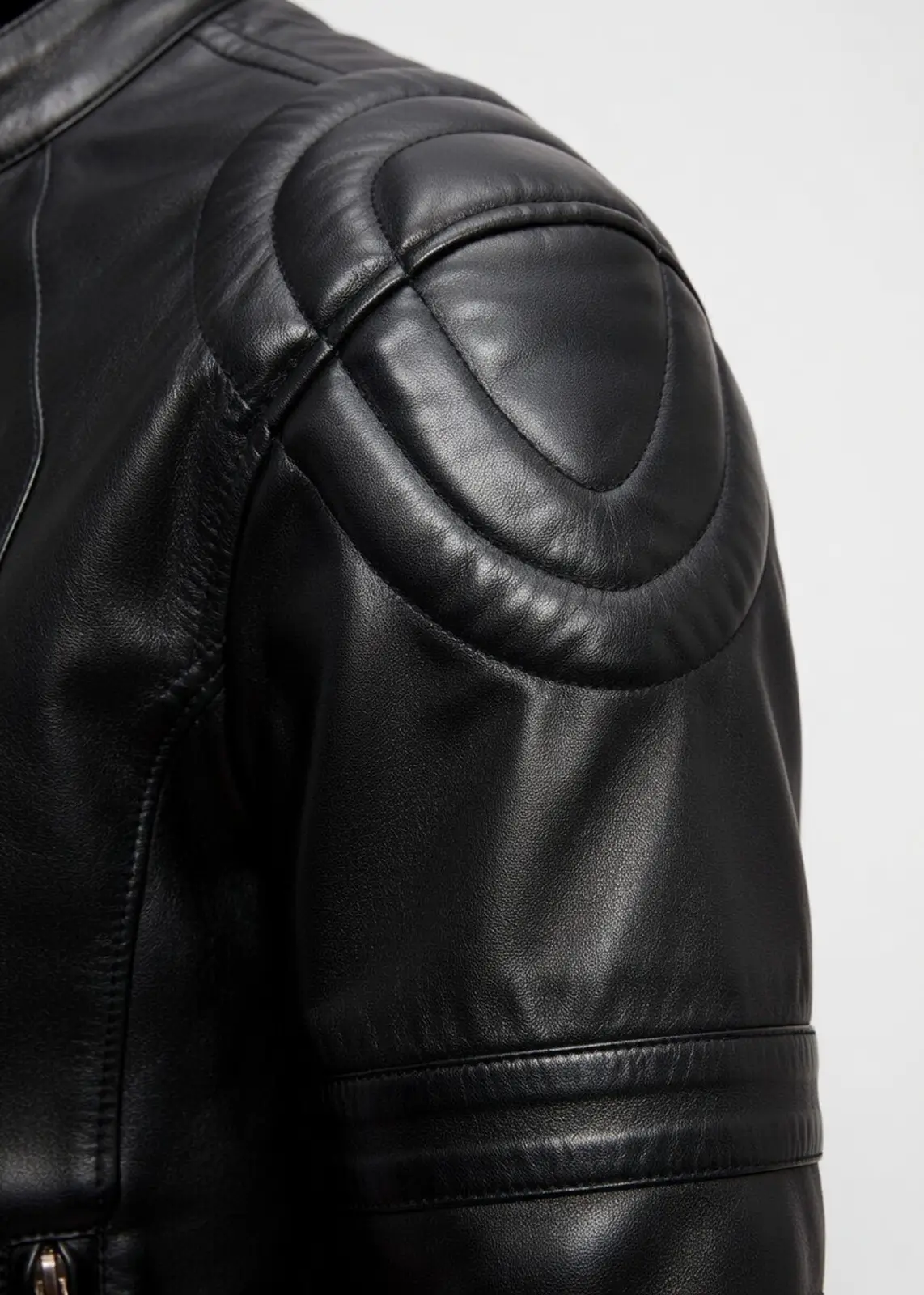 Black Leather Moto Jacket For Men - Image 4