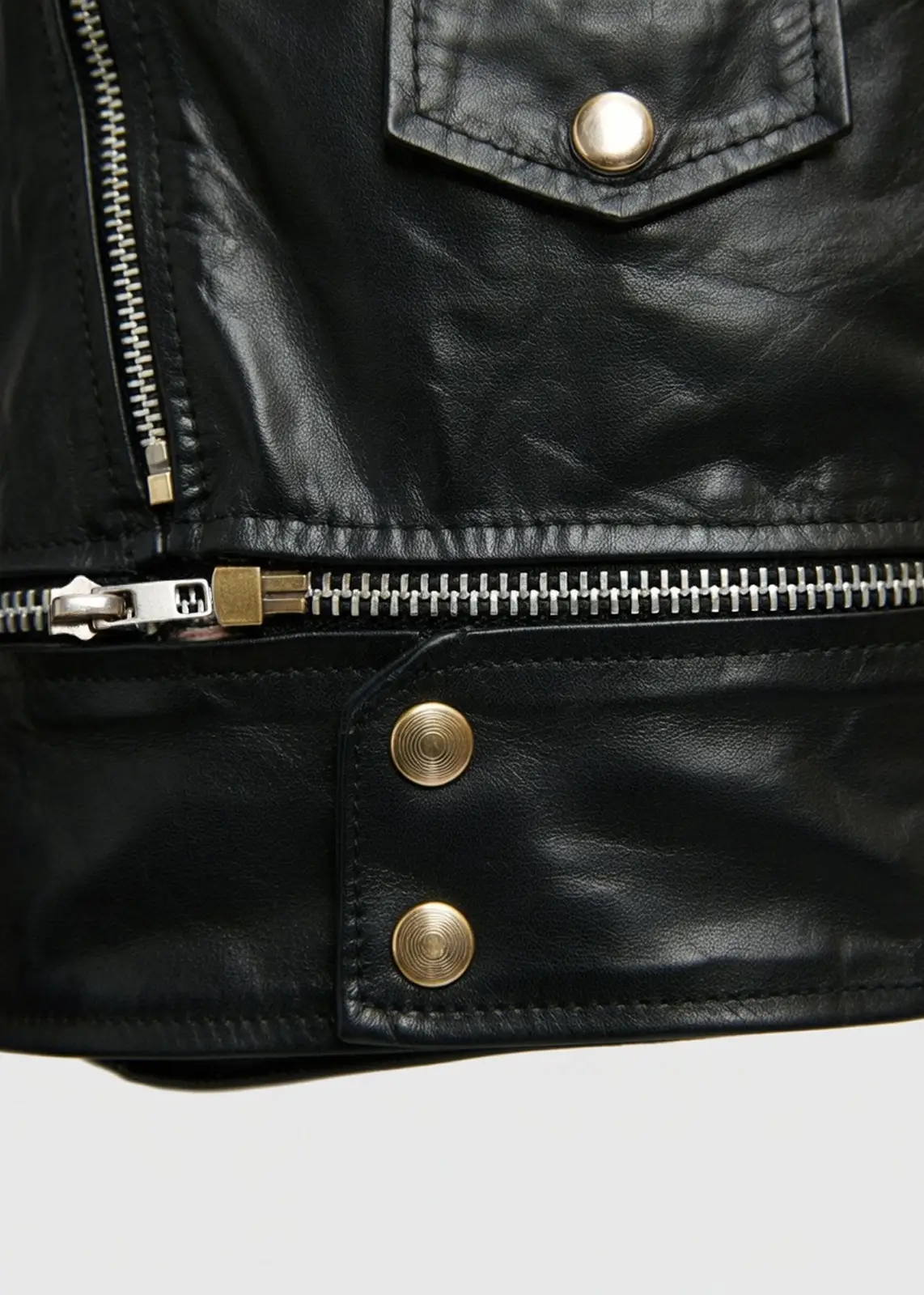 Men's Black Leather Zipper Jacket - Image 3