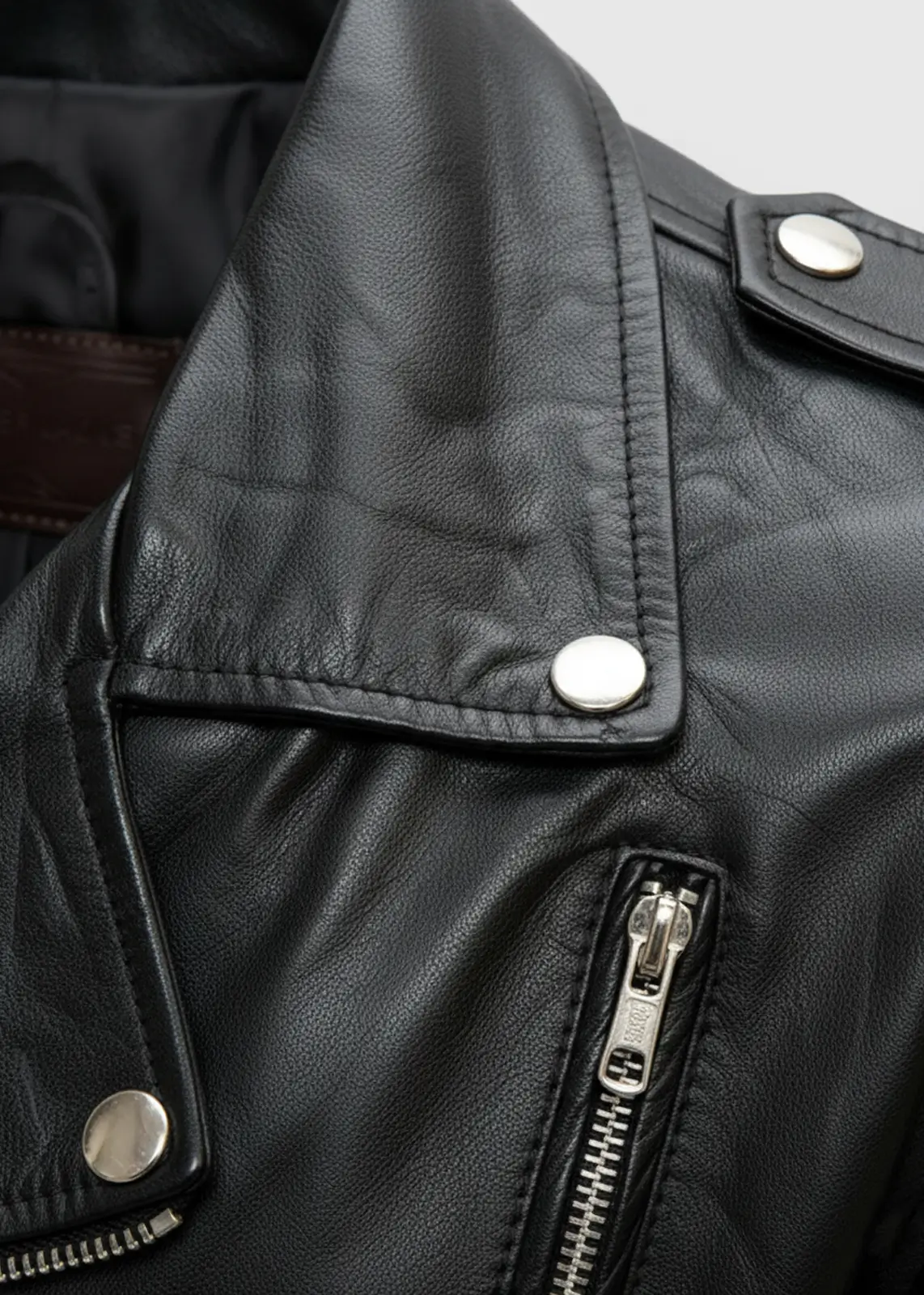 Men's Black Leather Zipper Jacket - Image 5