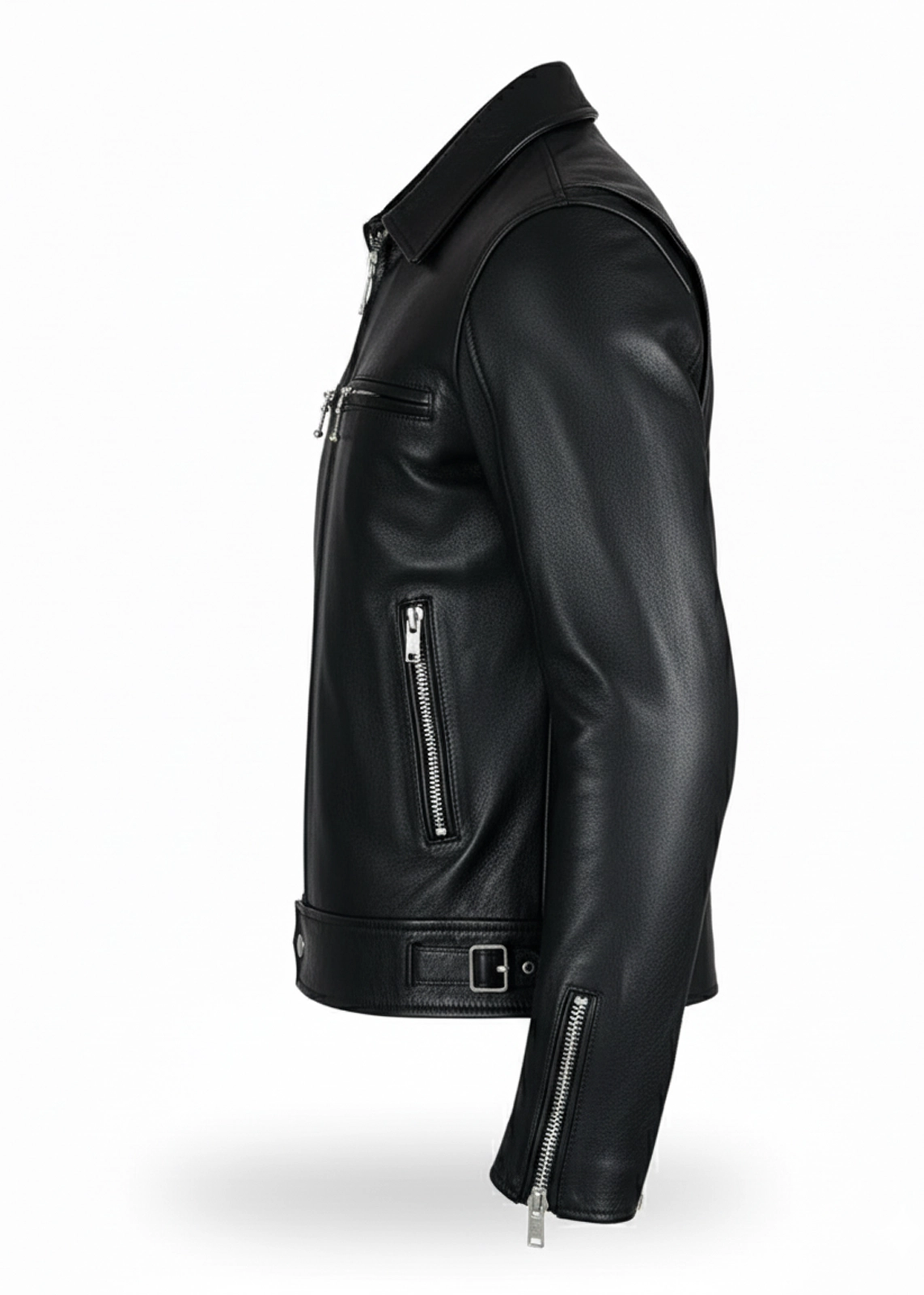 Black Rivet Leather Biker Jacket - Image 6