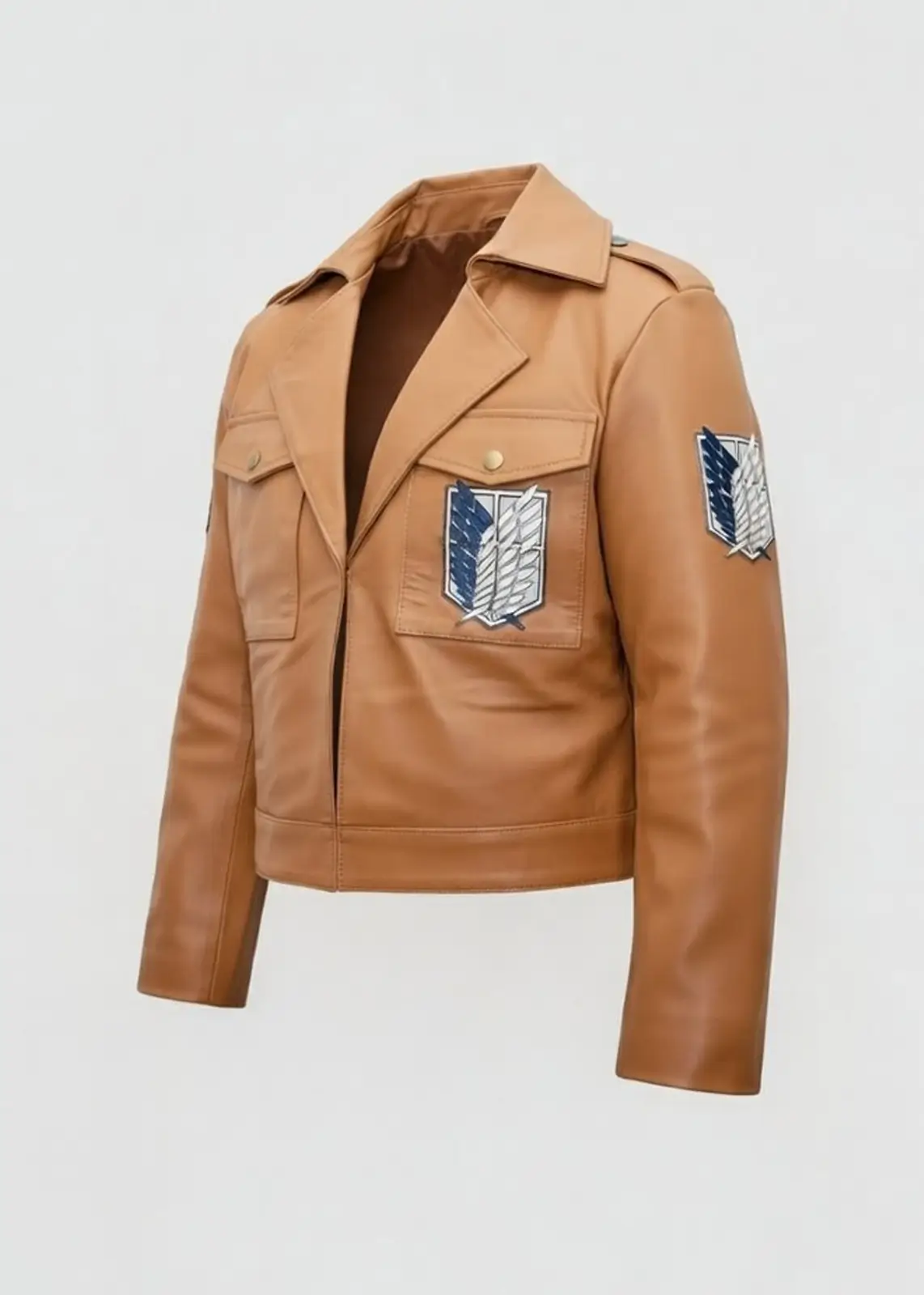 Men Brown Attack on Titan Leather Jacket - Image 5