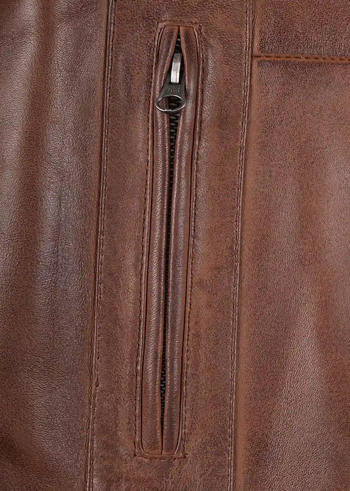 Men’s Brown Leather Cognac Coat - Image 5