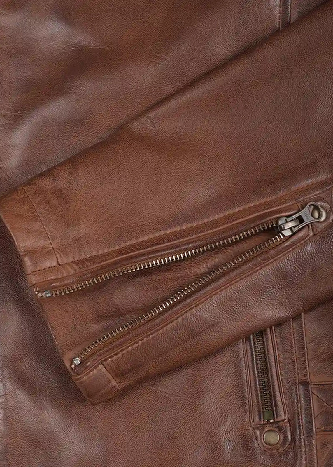 Cognac Brown Café Racer Biker Jacket - Image 6